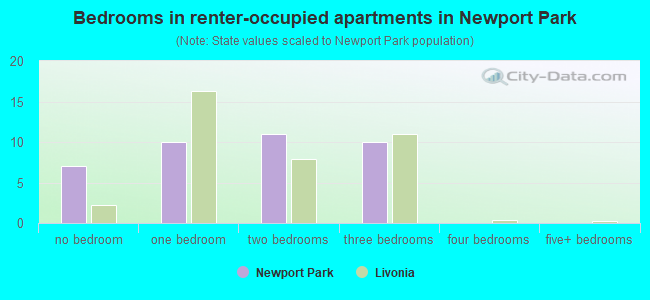 Bedrooms in renter-occupied apartments in Newport Park