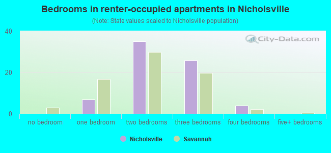 Bedrooms in renter-occupied apartments in Nicholsville