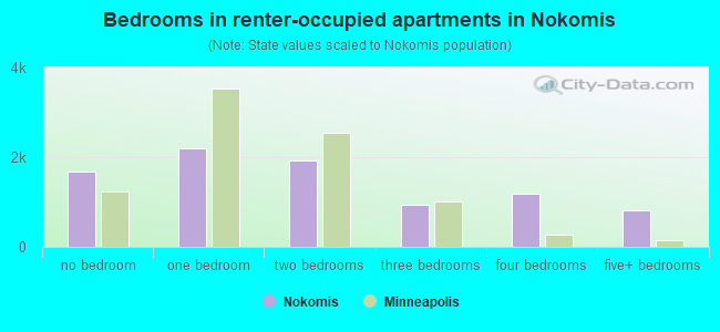 Bedrooms in renter-occupied apartments in Nokomis