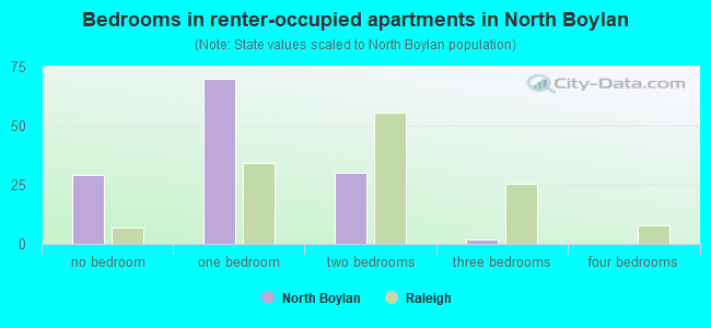Bedrooms in renter-occupied apartments in North Boylan