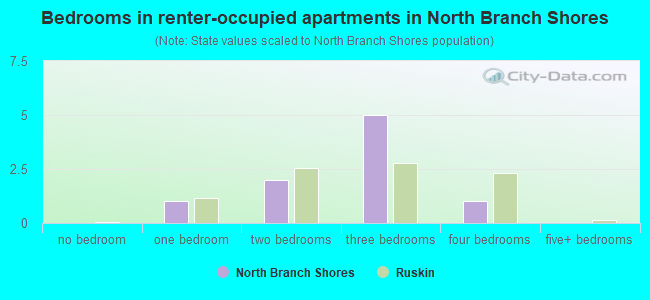 Bedrooms in renter-occupied apartments in North Branch Shores