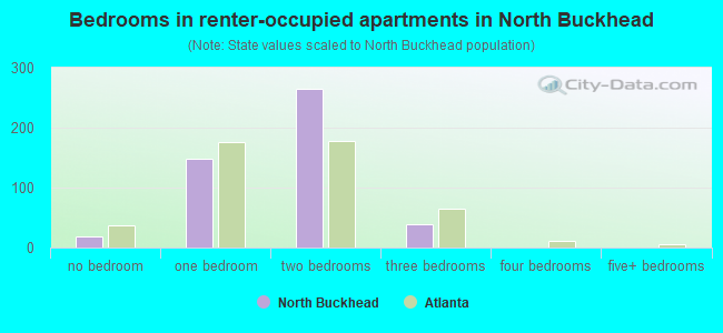 Bedrooms in renter-occupied apartments in North Buckhead