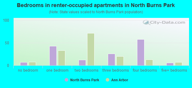 Bedrooms in renter-occupied apartments in North Burns Park