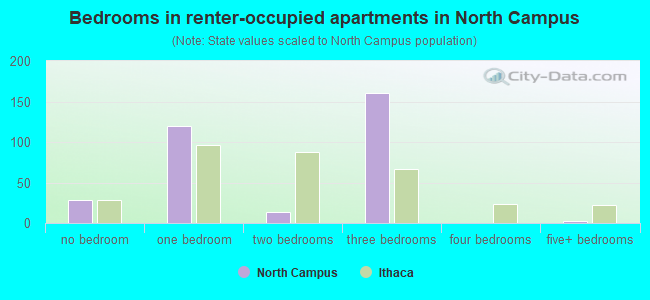 Bedrooms in renter-occupied apartments in North Campus