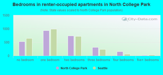 Bedrooms in renter-occupied apartments in North College Park