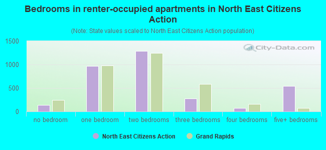 Bedrooms in renter-occupied apartments in North East Citizens Action