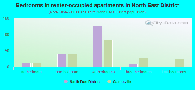 Bedrooms in renter-occupied apartments in North East District