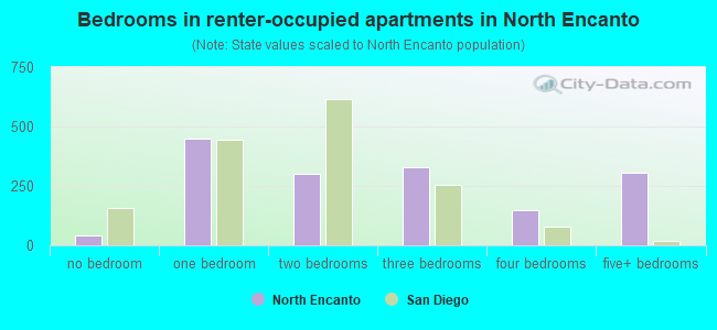 Bedrooms in renter-occupied apartments in North Encanto