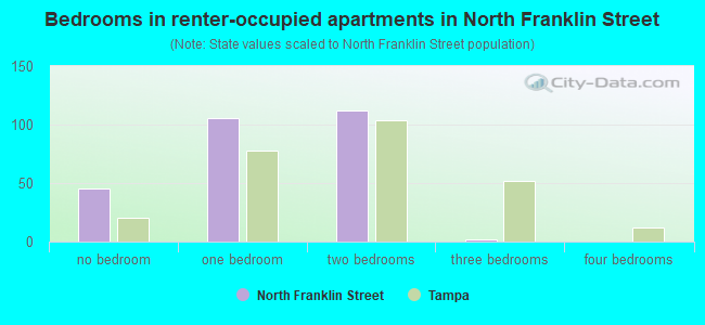 Bedrooms in renter-occupied apartments in North Franklin Street