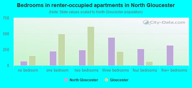 Bedrooms in renter-occupied apartments in North Gloucester