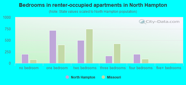 Bedrooms in renter-occupied apartments in North Hampton
