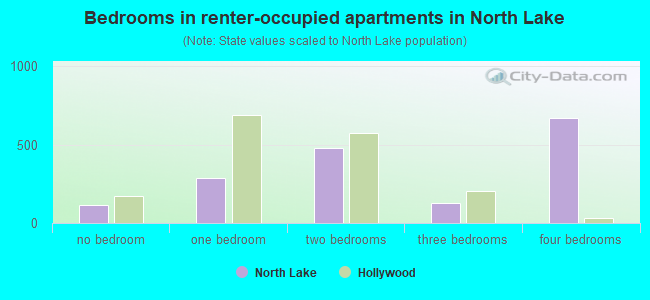 Bedrooms in renter-occupied apartments in North Lake