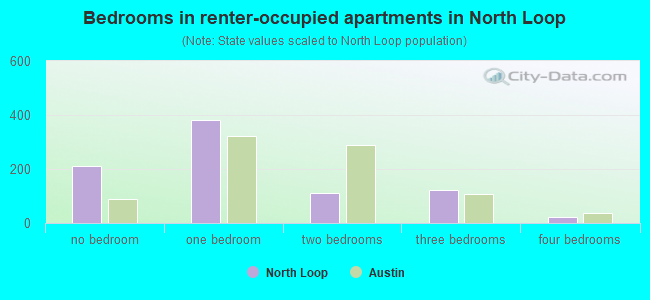 Bedrooms in renter-occupied apartments in North Loop