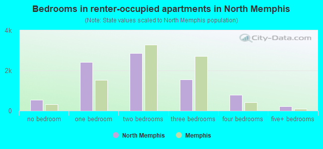 Bedrooms in renter-occupied apartments in North Memphis