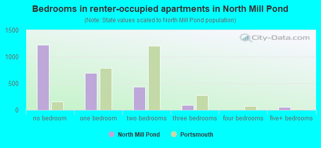 Bedrooms in renter-occupied apartments in North Mill Pond