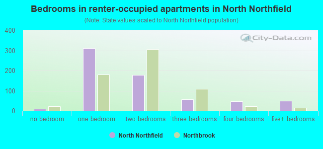 Bedrooms in renter-occupied apartments in North Northfield