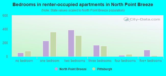 Bedrooms in renter-occupied apartments in North Point Breeze