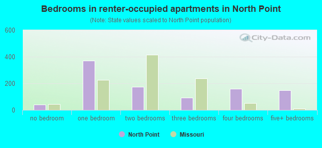 Bedrooms in renter-occupied apartments in North Point