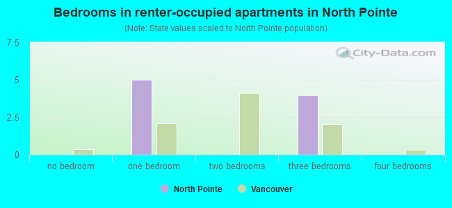 Bedrooms in renter-occupied apartments in North Pointe