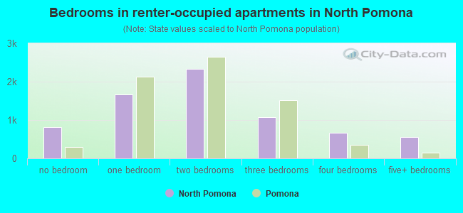 Bedrooms in renter-occupied apartments in North Pomona