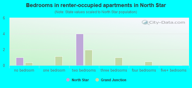 Bedrooms in renter-occupied apartments in North Star