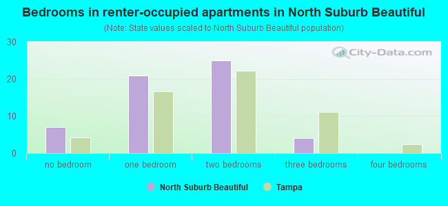 Bedrooms in renter-occupied apartments in North Suburb Beautiful