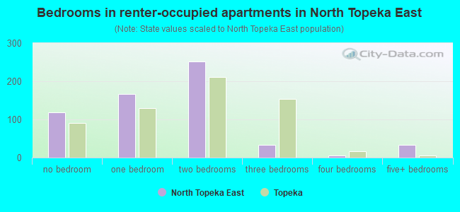 Bedrooms in renter-occupied apartments in North Topeka East