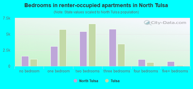 Bedrooms in renter-occupied apartments in North Tulsa