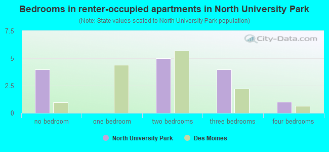 Bedrooms in renter-occupied apartments in North University Park