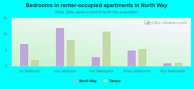 Bedrooms in renter-occupied apartments in North Way