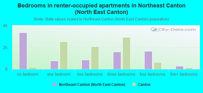 Bedrooms in renter-occupied apartments in Northeast Canton (North East Canton)