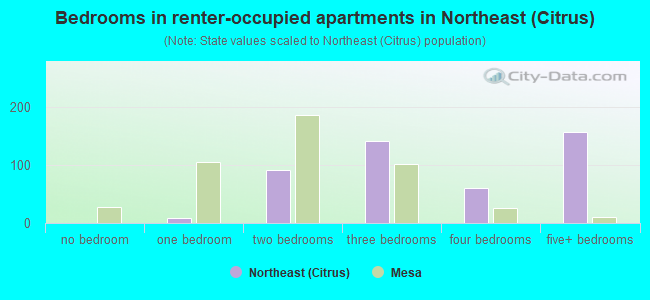 Bedrooms in renter-occupied apartments in Northeast (Citrus)