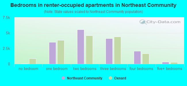 Bedrooms in renter-occupied apartments in Northeast Community