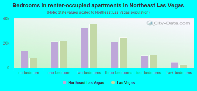 Bedrooms in renter-occupied apartments in Northeast Las Vegas