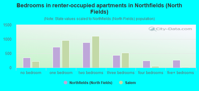 Bedrooms in renter-occupied apartments in Northfields (North Fields)