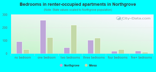 Bedrooms in renter-occupied apartments in Northgrove