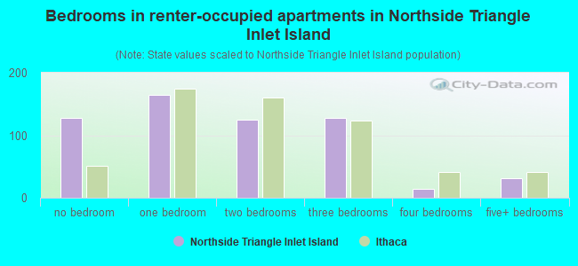 Bedrooms in renter-occupied apartments in Northside Triangle Inlet Island