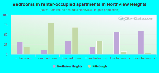 Bedrooms in renter-occupied apartments in Northview Heights