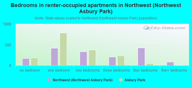 Bedrooms in renter-occupied apartments in Northwest (Northwest Asbury Park)