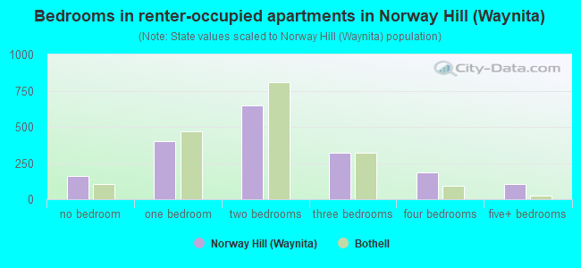 Bedrooms in renter-occupied apartments in Norway Hill (Waynita)