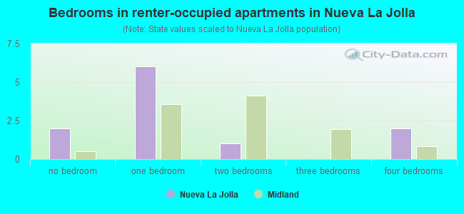 Bedrooms in renter-occupied apartments in Nueva La Jolla