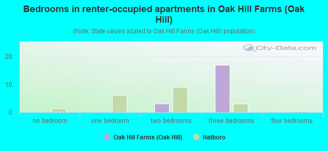 Bedrooms in renter-occupied apartments in Oak Hill Farms (Oak Hill)