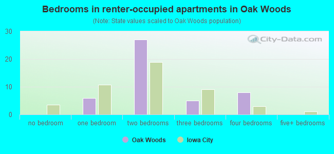 Bedrooms in renter-occupied apartments in Oak Woods
