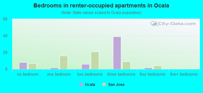 Bedrooms in renter-occupied apartments in Ocala
