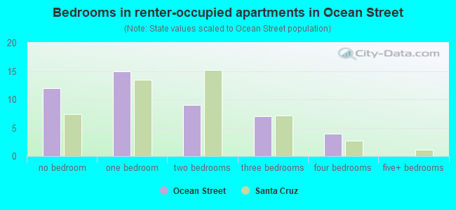 Bedrooms in renter-occupied apartments in Ocean Street