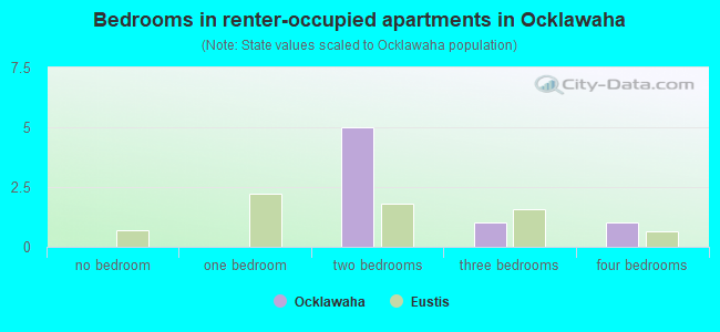 Bedrooms in renter-occupied apartments in Ocklawaha