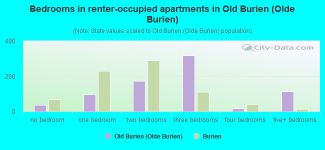 Bedrooms in renter-occupied apartments in Old Burien (Olde Burien)