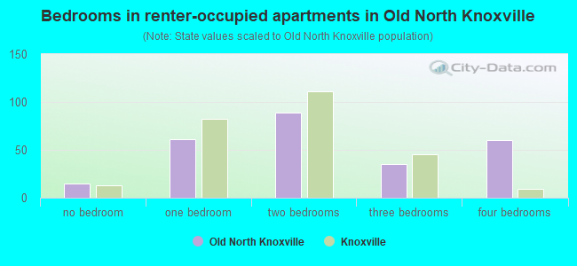 Bedrooms in renter-occupied apartments in Old North Knoxville