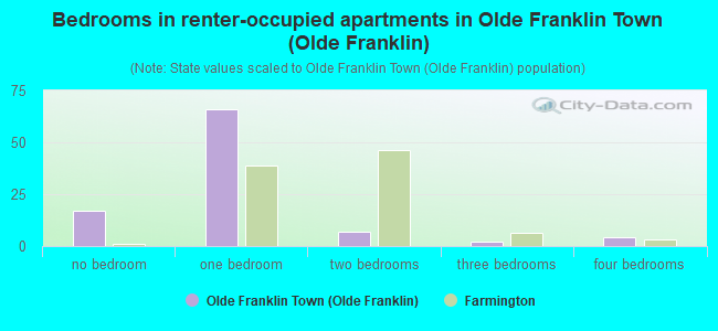 Bedrooms in renter-occupied apartments in Olde Franklin Town (Olde Franklin)