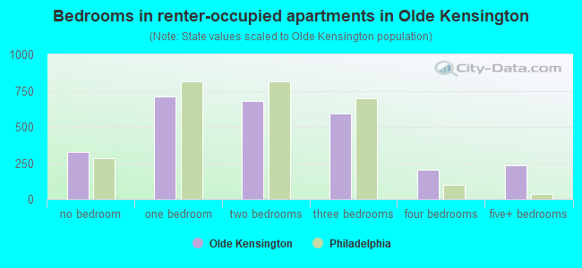 Bedrooms in renter-occupied apartments in Olde Kensington